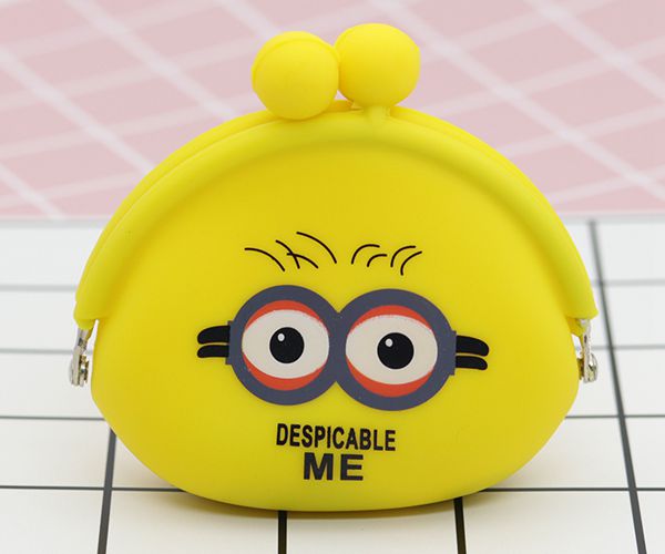 便攜硅膠錢包，卡扣硅膠零錢包，小黃人零錢包